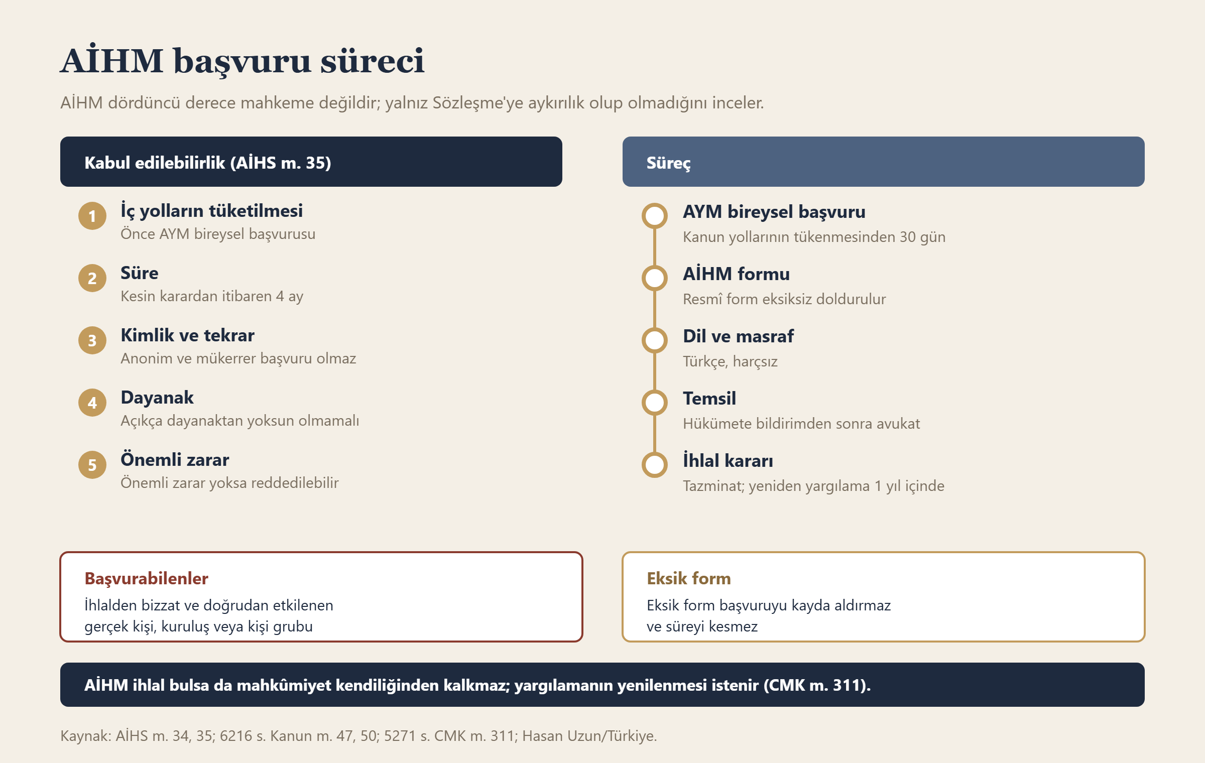 AİHM başvuru süreci bilgi grafiği