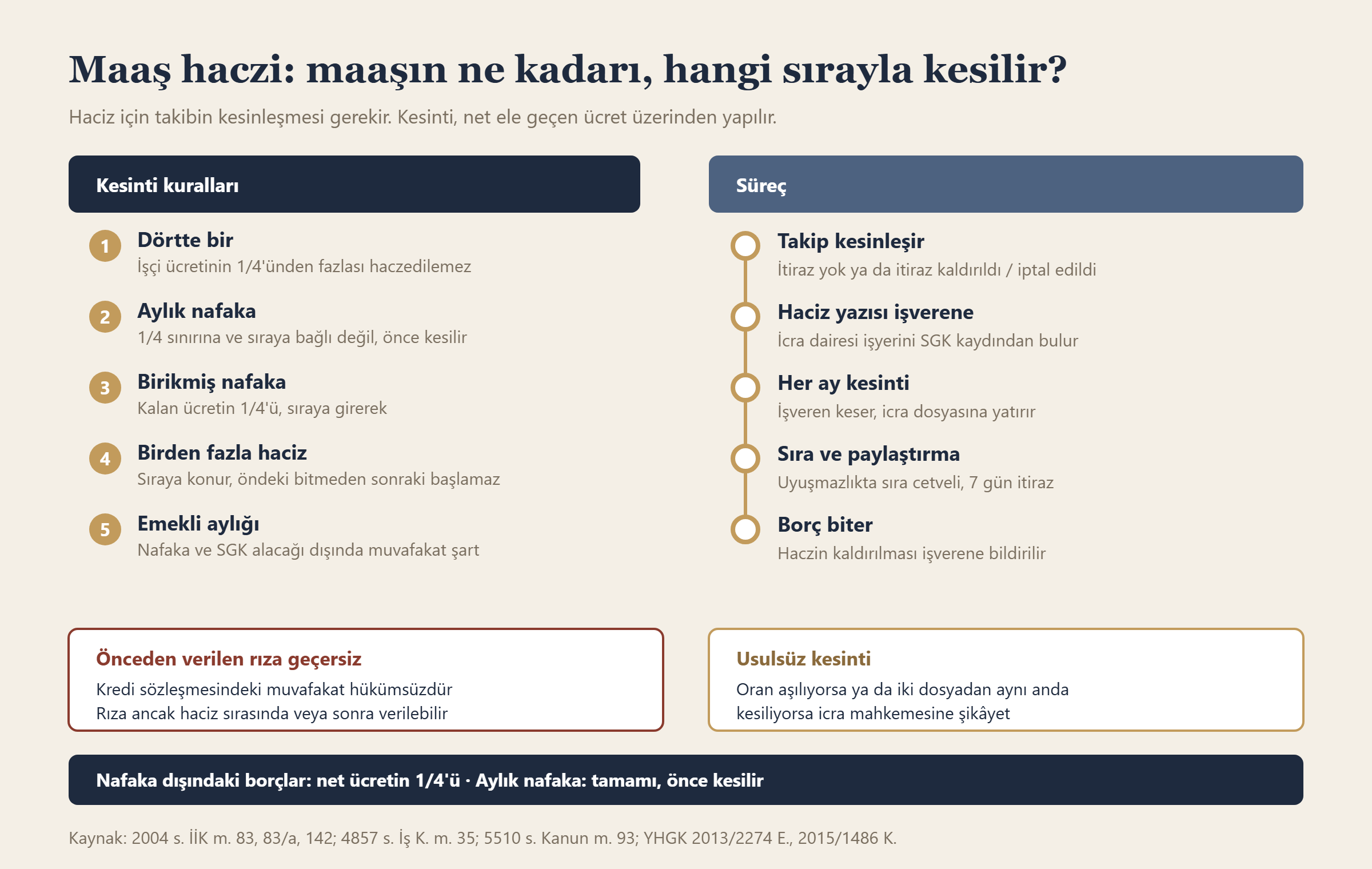 Maaş haczi: maaşın ne kadarı, hangi sırayla kesilir? bilgi grafiği
